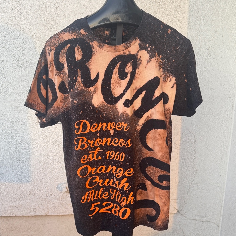 Denver Broncos Black and Orange Bleached History Men's Shirt